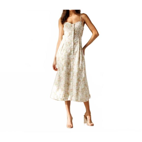 NEW STORIA romantic floral midi dress in ivory/rust floral - Picture 1 of 6